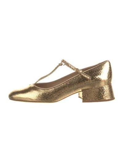 Pre-owned Ulla Johnson Leather T-strap Pumps In Gold