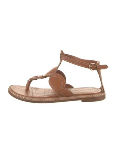 Pre-owned Ulla Johnson Leather T-strap Sandals In Brown