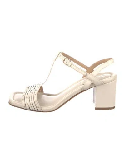 Pre-owned Ulla Johnson Leather T-strap Sandals In Neutrals