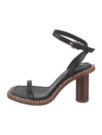 Pre-owned Ulla Johnson Leather Whipstitch Trim Sandals In Brown