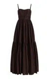Ulla Johnson Leela Pleated Silk Dress In Brown