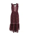 Ulla Johnson Leena Floral Midi Dress In Burgundy Silk In Red