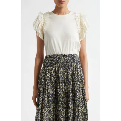 Ulla Johnson Leia Ruffle Sleeve Organic Cotton Top In Cowrie
