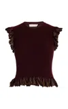 Ulla Johnson Leila Flared Sunburst-knit Top In Brown