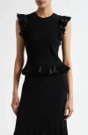Ulla Johnson Leila Flared Sunburst-knit Top In Black