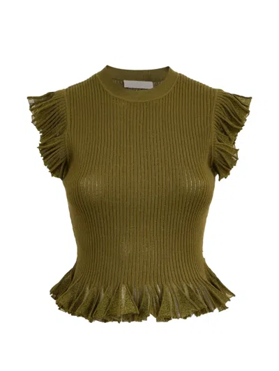 Ulla Johnson Leila Ruffled Top In Green
