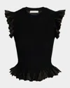 Ulla Johnson Leila Ruffled Top In Black