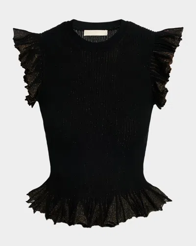 Ulla Johnson Leila Sparkly Sleeveless Top In Black