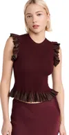 Ulla Johnson Leila Flared Sunburst-knit Top In Amaranthus