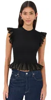 Ulla Johnson Leila Ruffled Top In Black