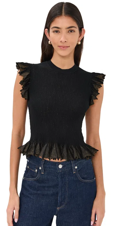 Ulla Johnson Leila Sparkly Sleeveless Top In Black