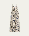 Ulla Johnson Leilani Abstract-print Applique Sweetheart Gown In Porcelain