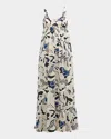 Ulla Johnson Leilani Abstract-print Applique Sweetheart Gown In Porcelain
