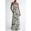 Ulla Johnson Leilani Abstract-print Applique Sweetheart Gown In Porcelain