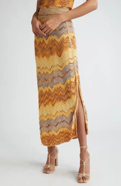 Ulla Johnson Leilani Chevron Metallic Sweater Skirt In Sunrise