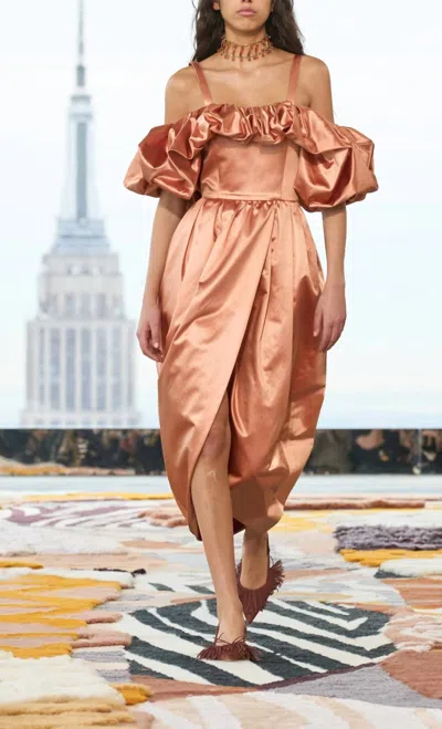 Ulla Johnson Lelita Midi Dress In Copper In Brown