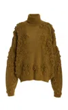 Ulla Johnson Lelou Crochet Knit Turtleneck Top In Green