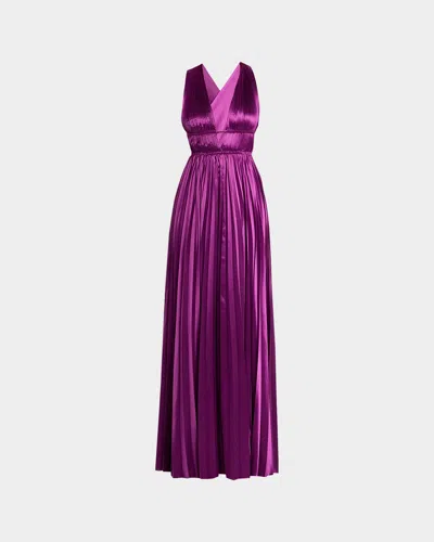 Ulla Johnson Lena Pleated Satin Gown In Pink