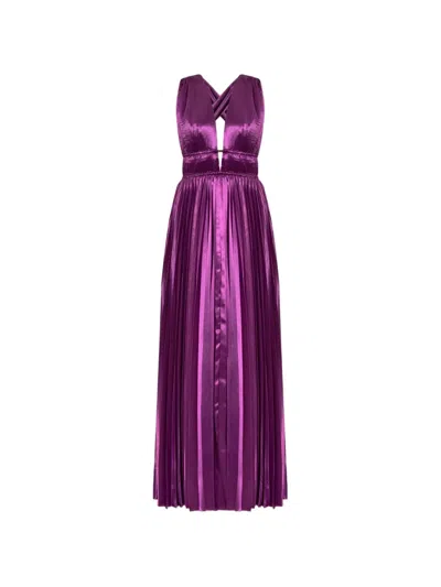 Ulla Johnson Lena Pleated Satin-finish Maxi Dress In Purple