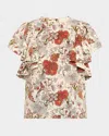 Ulla Johnson Lena Silk Flutter Sleeve Blouse In Multi