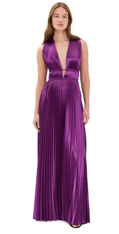 Ulla Johnson Lena Sleeveless Satin Gown Amaranth In Purple