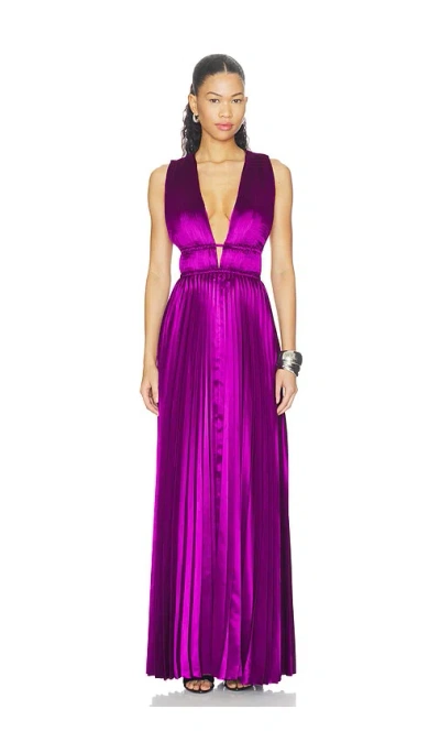 Ulla Johnson Lena Sleeveless Satin Gown In Purple