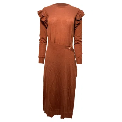 Ulla Johnson Leo Midi Dress In Brown Wool