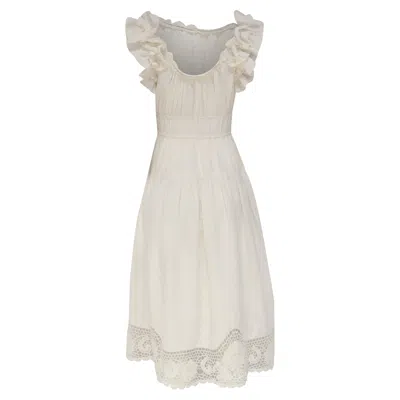 Ulla Johnson Leona Midi Dress In White Linen