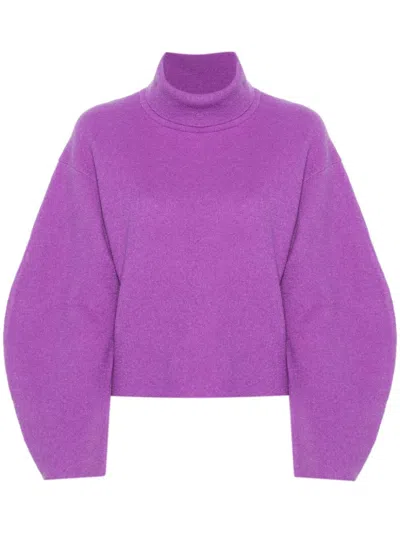 Ulla Johnson Leona Brushed-wool Turtleneck Sweater In Purple