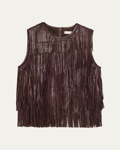 Ulla Johnson Leonie Fringed Leather Top In Brown