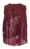 Ulla Johnson Leonie Fringed Leather Top In Red