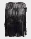 Ulla Johnson Leonie Leather Fringe Top In Noir