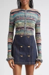 Ulla Johnson Lex Ruffle Space Dye Cardigan In Multi