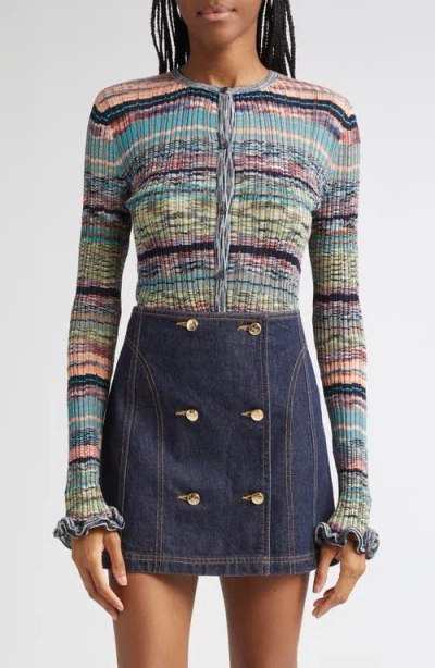 Ulla Johnson Lex Ruffle Space Dye Cardigan In Multi