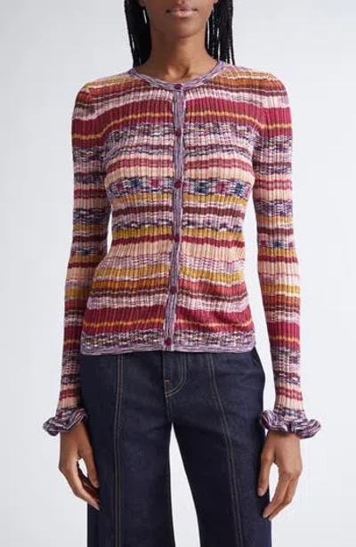 Ulla Johnson Lex Ruffle Space Dye Cardigan In Multi
