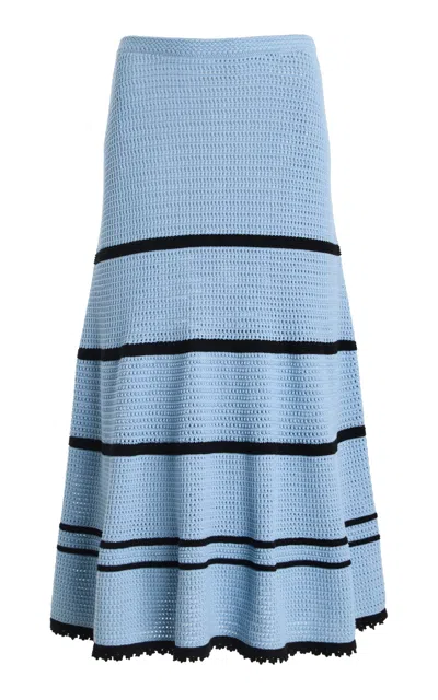 Ulla Johnson Leyna Striped Knit Midi Skirt In Blue
