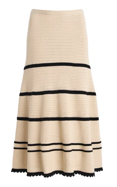 Ulla Johnson Leyna Striped Knit Midi Skirt In Neutral