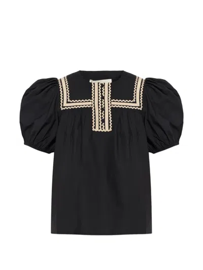 Ulla Johnson Lia Puff-sleeve Top In Black