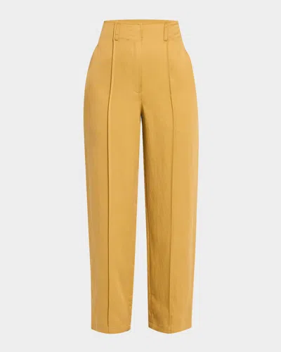 Ulla Johnson Lielle High-rise Tapered Pintuck Pants In Yellow