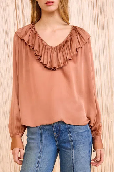 Ulla Johnson Liese Silk Pleated Blouse In D. Rose In Orange