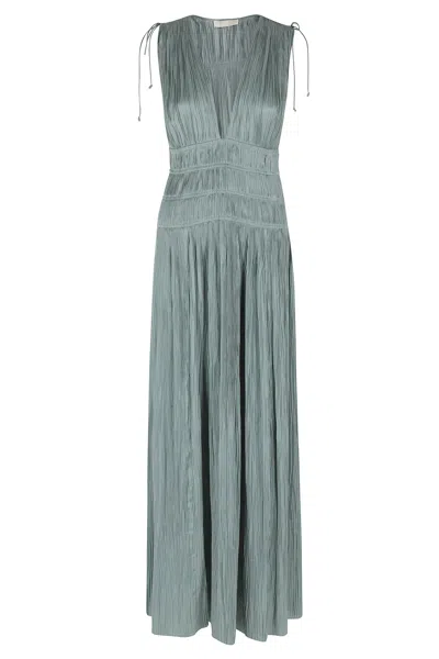 Ulla Johnson Light Blue Tasneem Deep V-neck Polyester Evening Dress In Green