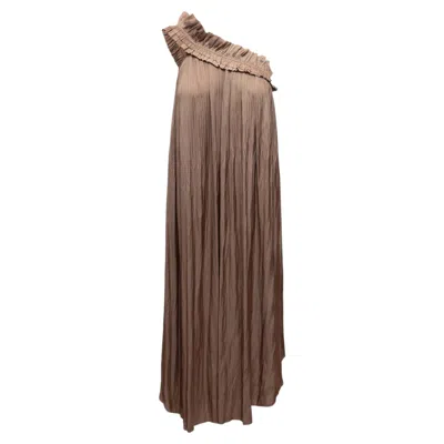 Pre-owned Ulla Johnson Light Brown  One-shoulder Pleated Dress Size Us 4