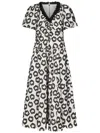 Ulla Johnson Light Italian Taffeta Graphic Floral Midi Dress In White