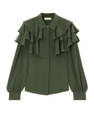 Ulla Johnson Liliana Ruffled Shirt In Green