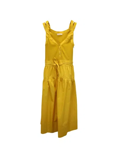 Pre-owned Ulla Johnson Lilith Belted Midi Dress In Yellow