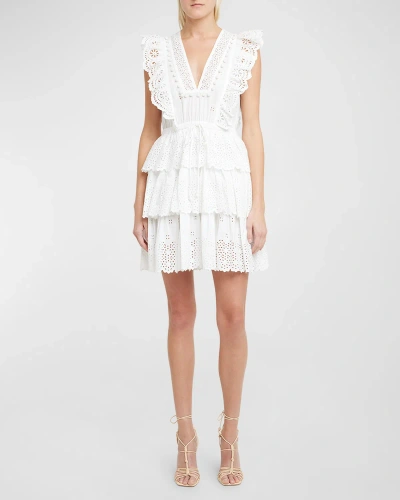Ulla Johnson Lilith Broderie Anglaise Mini Smock Dress In Cowrie