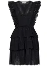 Ulla Johnson Lilith Eyelet Tiered Minidress In Black