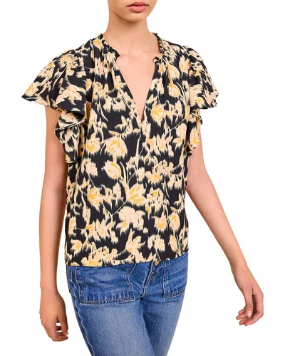 Ulla Johnson Lilo Flutter Sleeve Blouse In Black