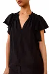 Ulla Johnson Lilo Flutter Sleeve Blouse In Noir In Black