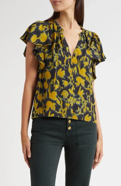 Ulla Johnson Lilo Flutter Sleeve Top In Multi